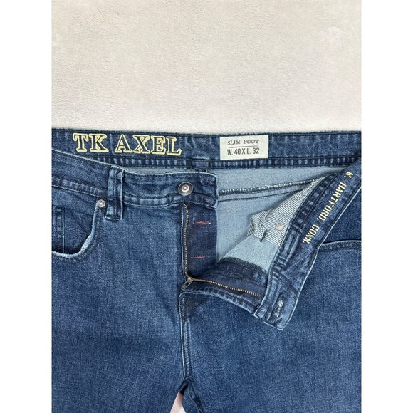 TK Axel Jeans Mens 40x32 Blue Denim‎ Slim Boot Stretch - Picture 3 of 8